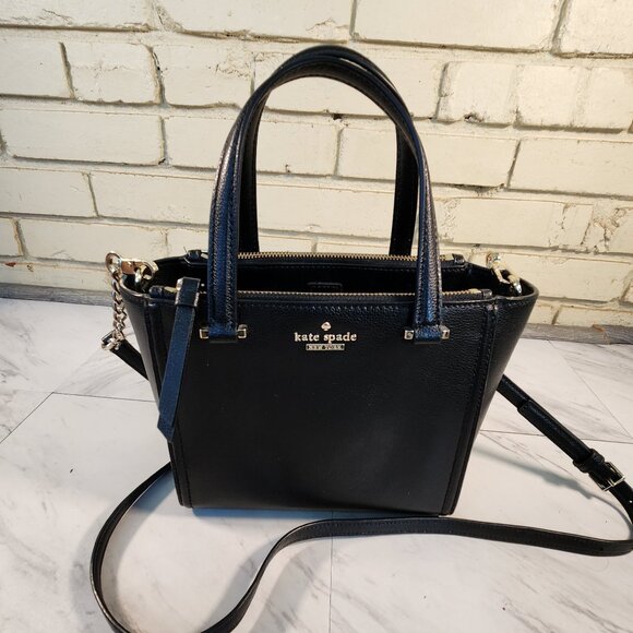 Like New Kate Spade Patterson Drive Mini Kaona Black Leather Crossbody Bag Purse - Picture 3 of 12